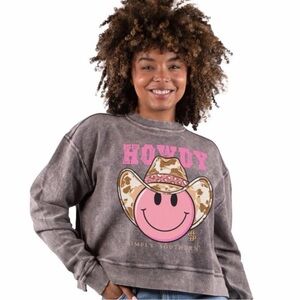 Simply Southern Howdy Smiley Ribbed Crew Neck long sleeve